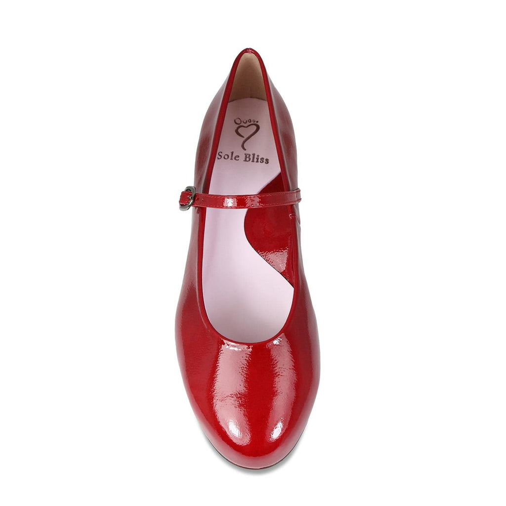 Sole Bliss Women's Ballet Flats with Arch Support in Red Leather - Size US 5.5