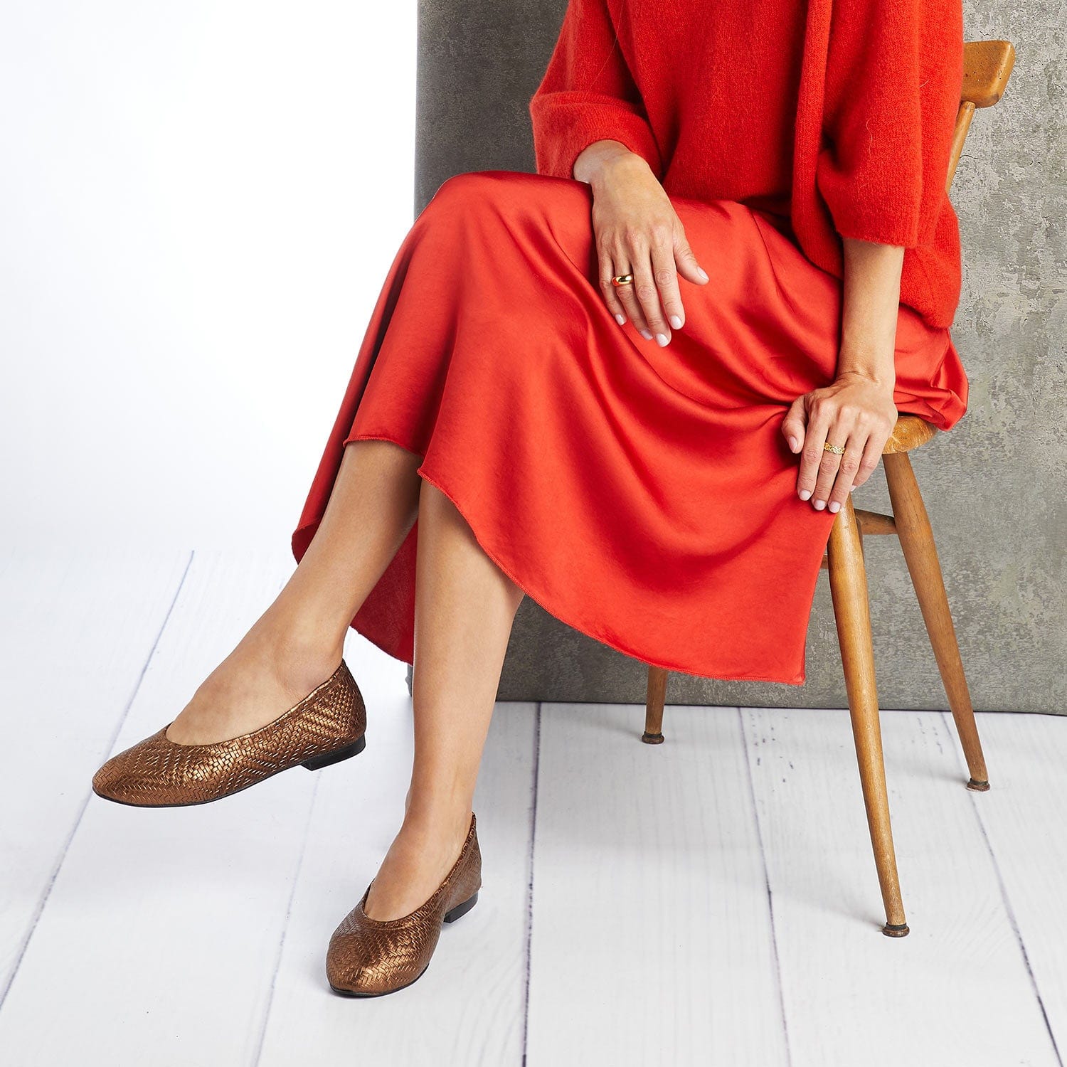 Shoes Luna: Bronze Weave Leather Sole Bliss USA