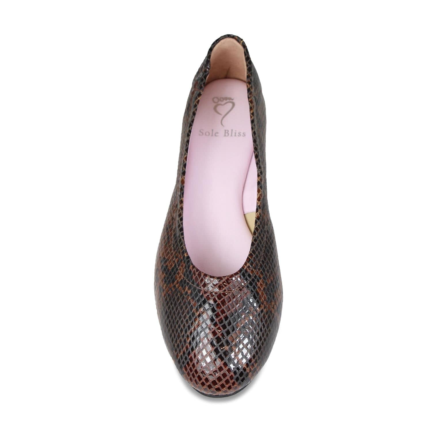 Shoes Luna: Brown Snake Print Leather Sole Bliss USA