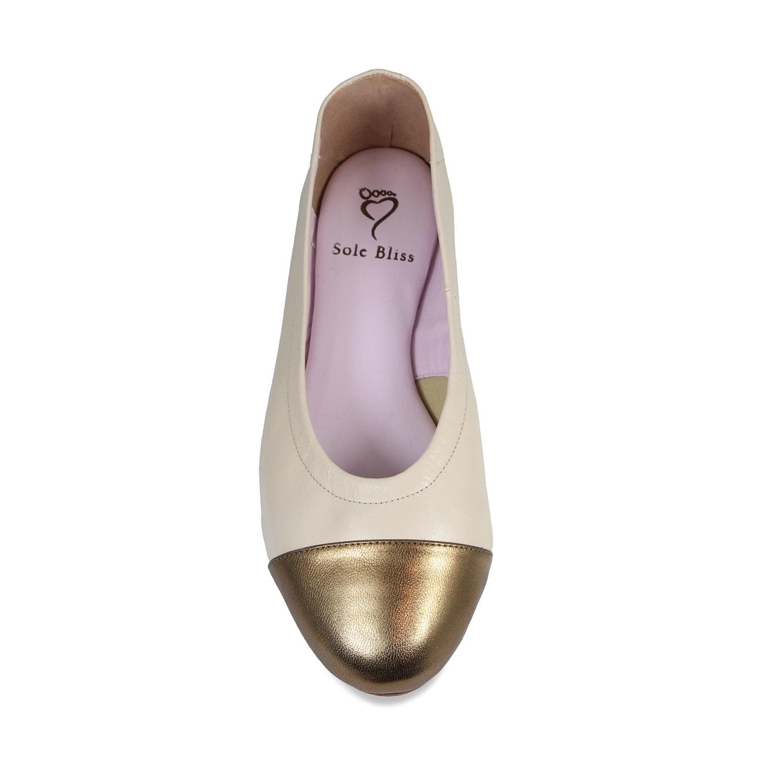 Shoes Luna: Cream Leather & Bronze Sole Bliss USA