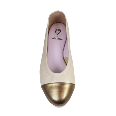 Shoes Luna: Cream Leather & Bronze Sole Bliss USA