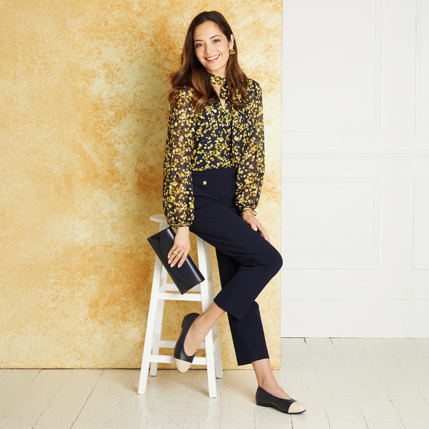 Shoes Luna: Navy & Cream Leather Sole Bliss USA