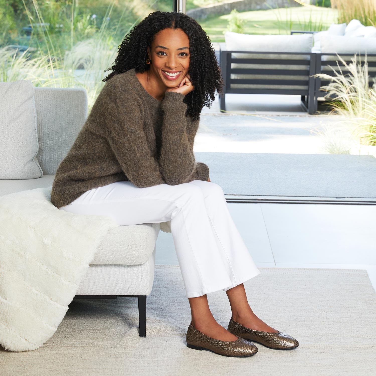 Shoes Luna: Pewter Weave Leather Sole Bliss USA