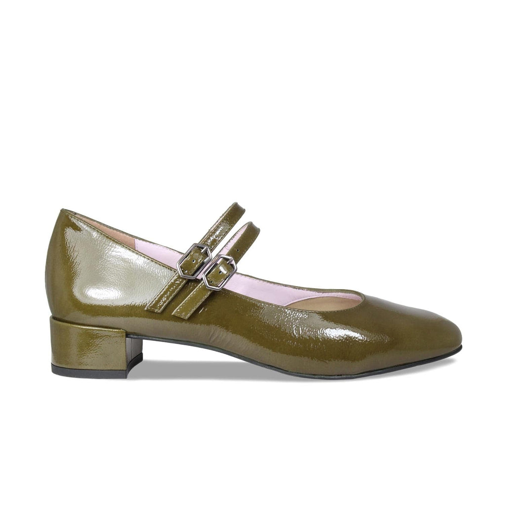 Sole Bliss Low Block Heels With Straps In Khaki Leather - Size US 7 - Heels For Bunions and Wide Feet Sole Bliss Low Block Heels With Straps In Khaki Leather - Size US 7 - Heels For Bunions and Wide Feet
