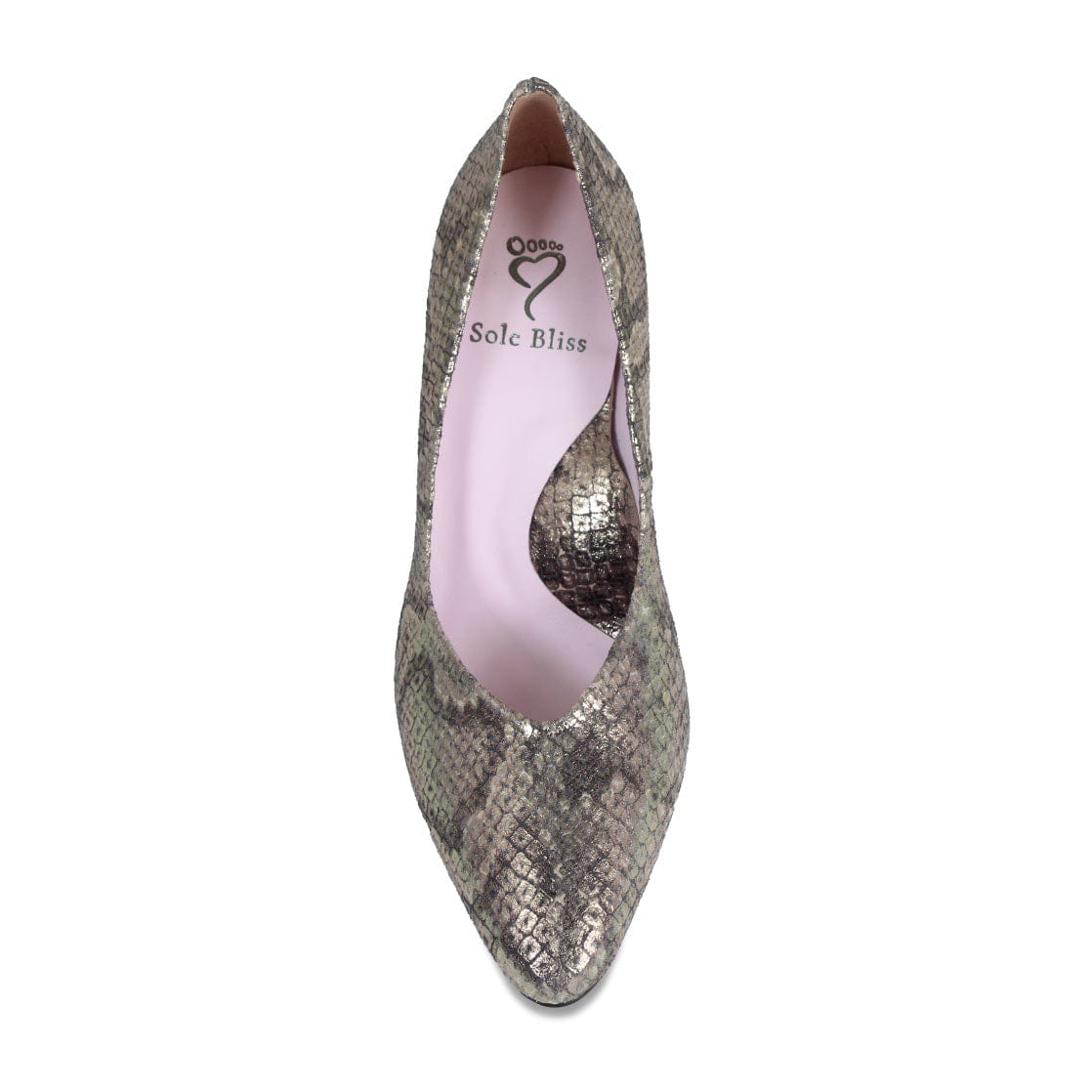 Paloma: Metallic Snake Print Leather Shoes Sole Bliss