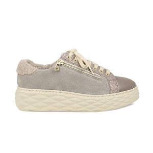 Shoes Petra Fur: Taupe Leather & Suede Sole Bliss USA