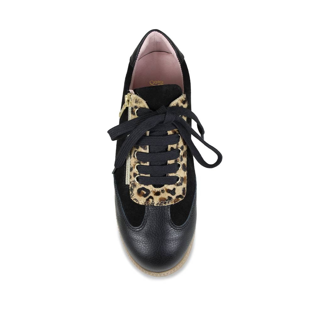 Shoes Pixie: Black Suede & Luxe Leopard Sole Bliss USA
