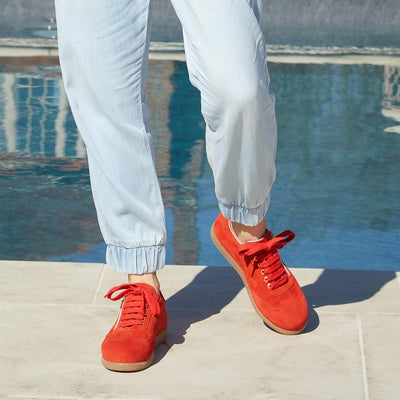Shoes Pixie: Coral Red Suede Sole Bliss USA
