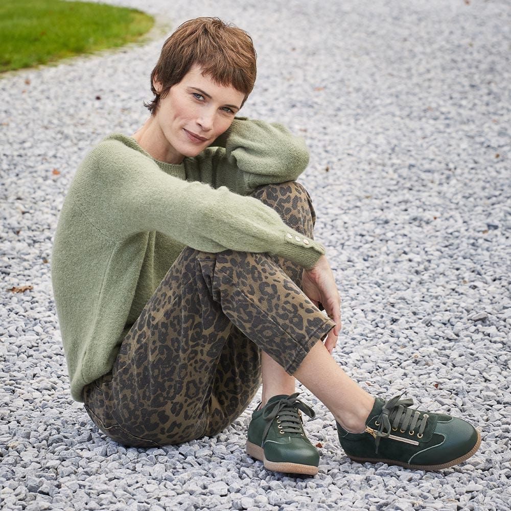 Shoes Pixie: Forest Green Leather & Suede Sole Bliss USA