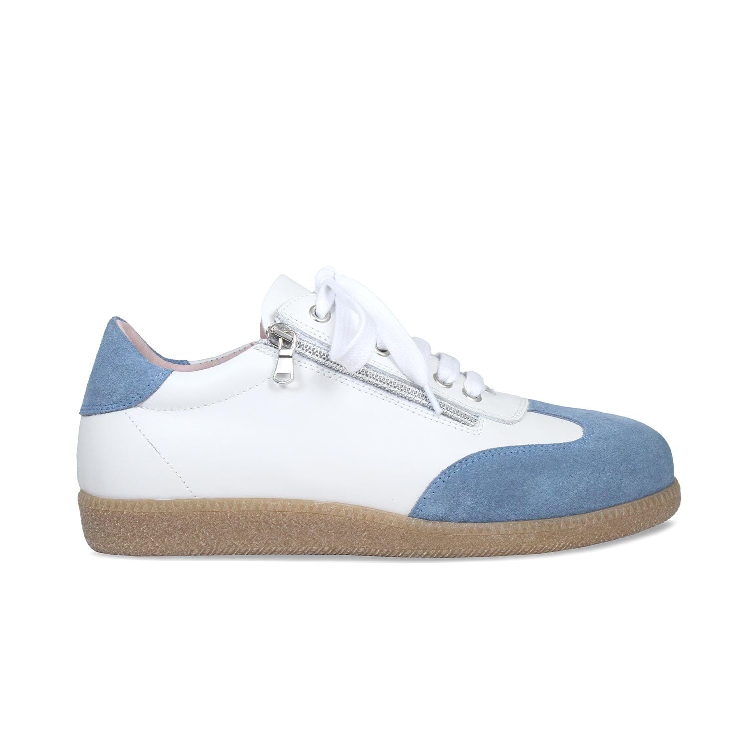Shoes Pixie: White Leather & Denim Suede Sole Bliss USA