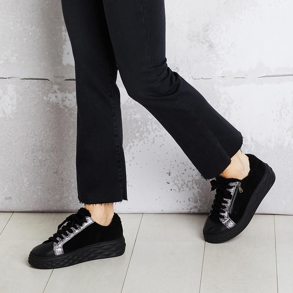 Shoes Porto Fur: Black Leather & Suede Sole Bliss USA