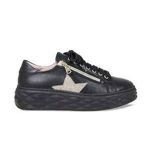 Shoes Porto Star: Black Leather & Glitter Sole Bliss USA