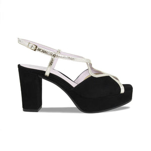Shoes Rachel: Black Suede & Gold Snake Print Leather Sole Bliss USA
