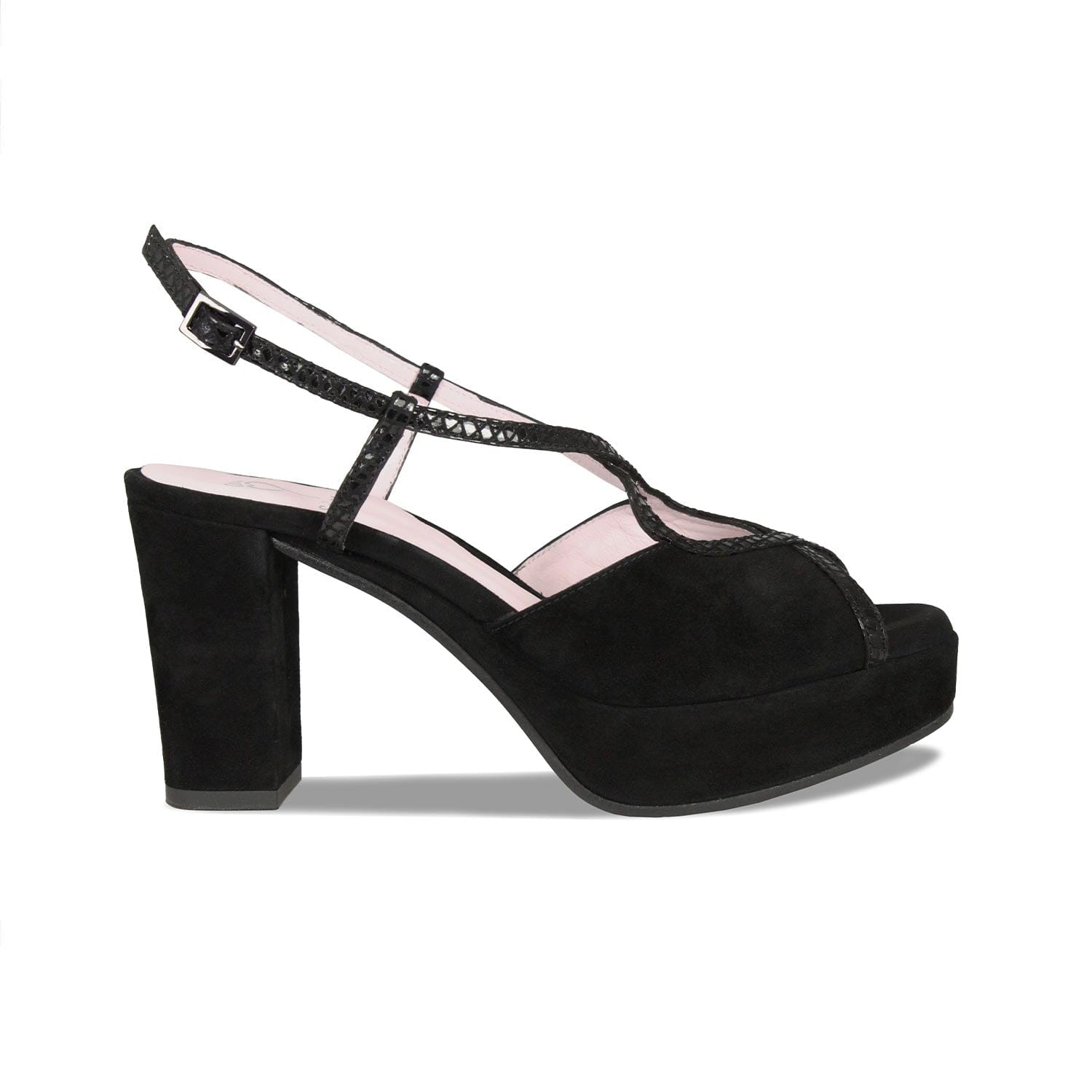 Shoes Rachel: Black Suede & Black Snake Sole Bliss USA
