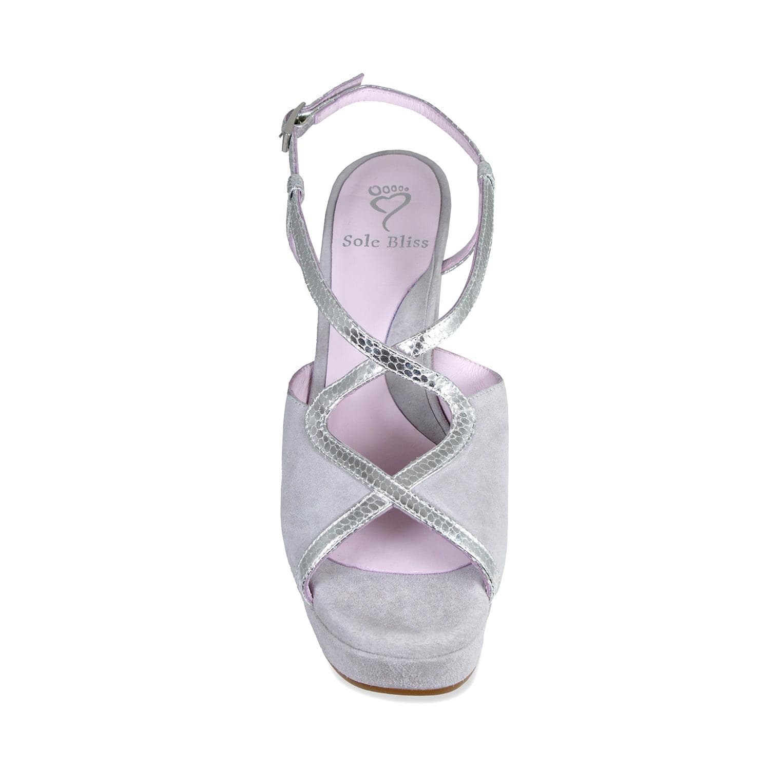 Shoes Rachel: Pale Gray Suede & Silver Snake Sole Bliss USA