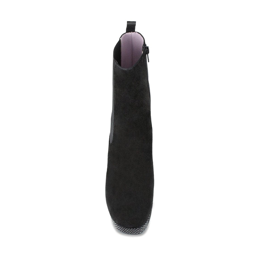 Raven: Black Suede & Snake Print Leather Boots Sole Bliss