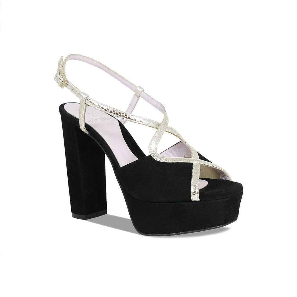 Reese: Black Suede & Gold Snake - Comfortable Heels For Bunions