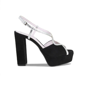 Shoes Reese: Black Suede & Silver Snake Print Leather Sole Bliss USA