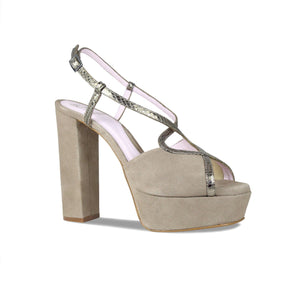 Shoes Reese: Taupe Suede & Bronze Snake Print Leather Sole Bliss USA