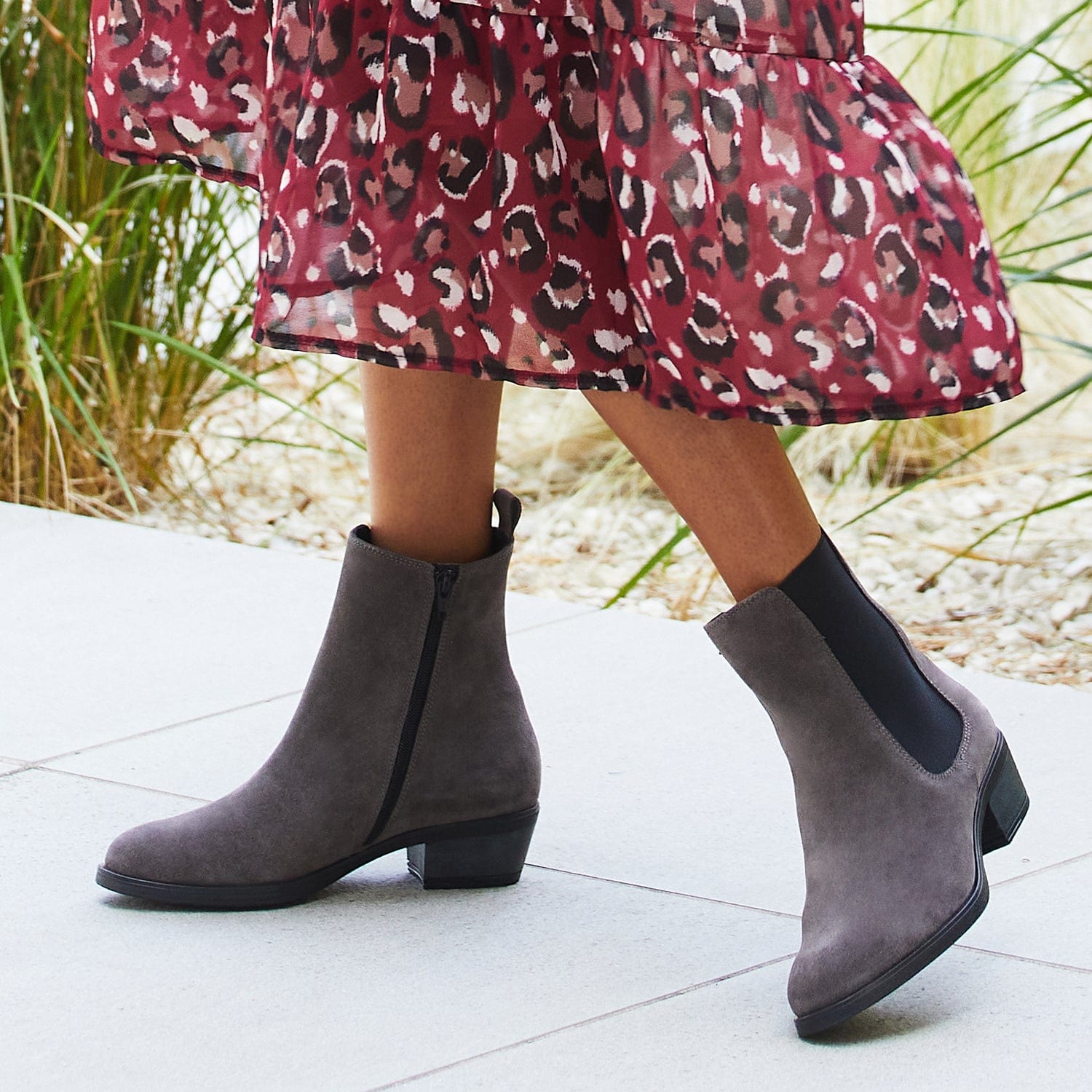 Boots Rider: Gray Suede Sole Bliss USA