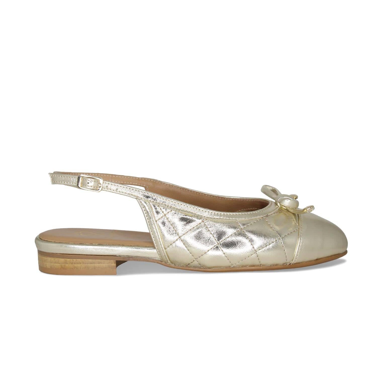 Shoes Ritz: Gold Quilted Leather Sole Bliss USA
