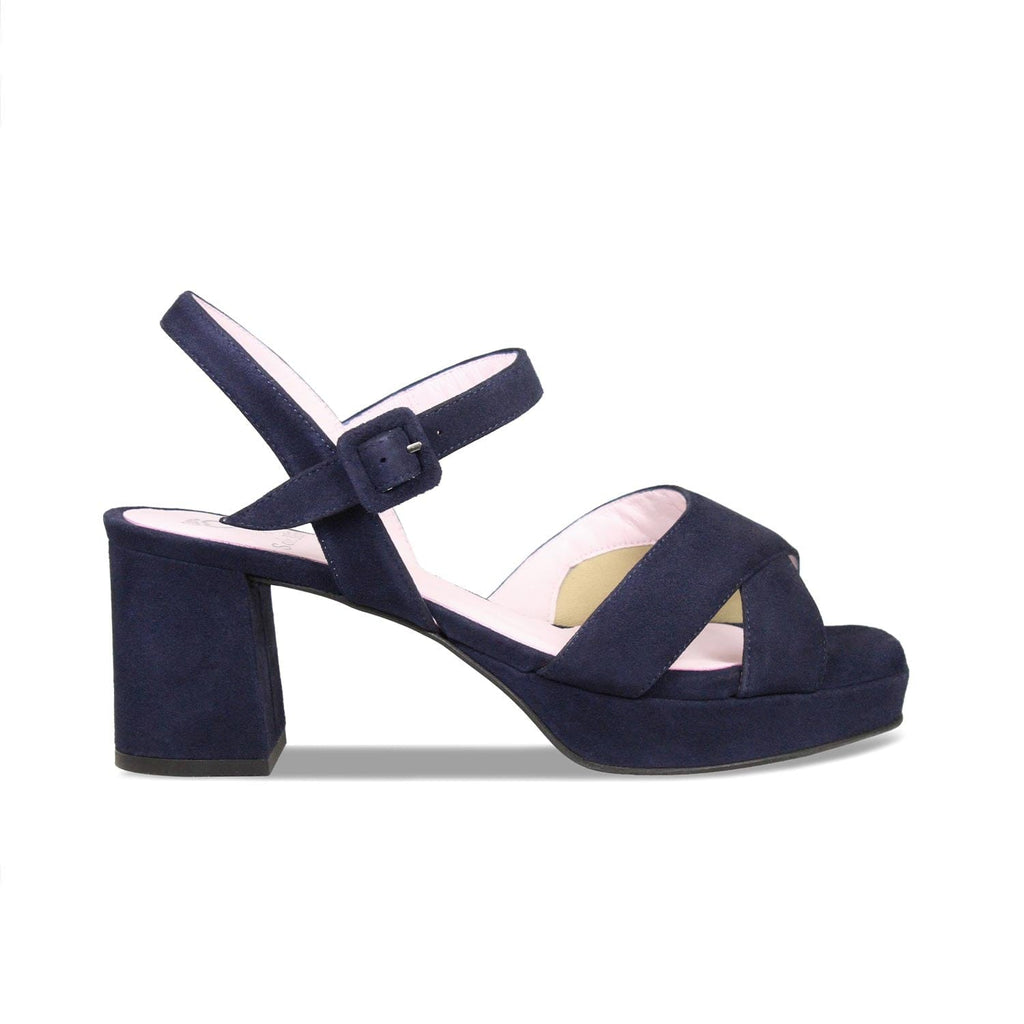 Ronnie: Navy Suede - Wide Navy Platform Heels | Sole Bliss – Sole