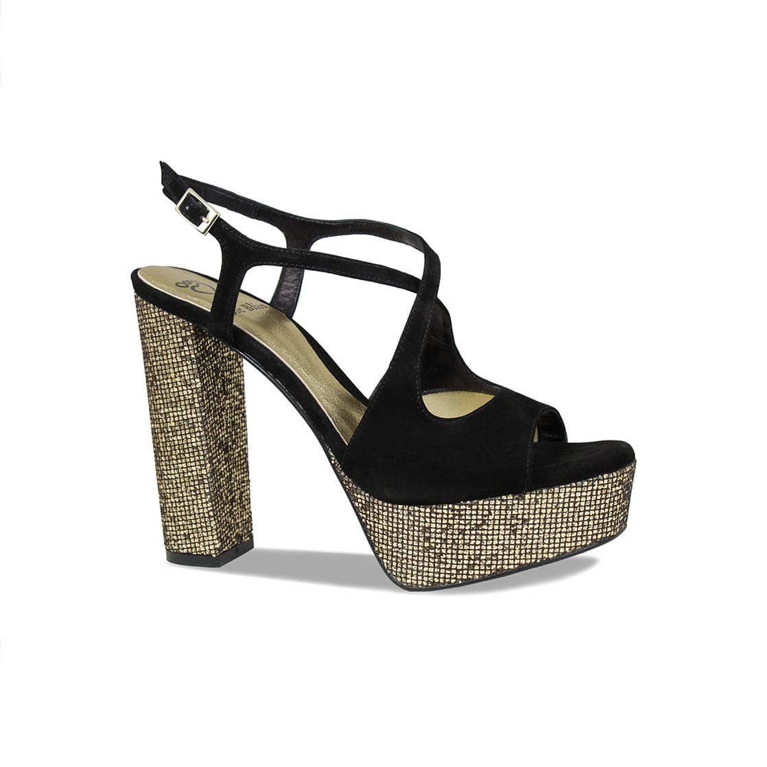 Shoes Royalty: Black Suede & Bronze Glitter Sole Bliss USA