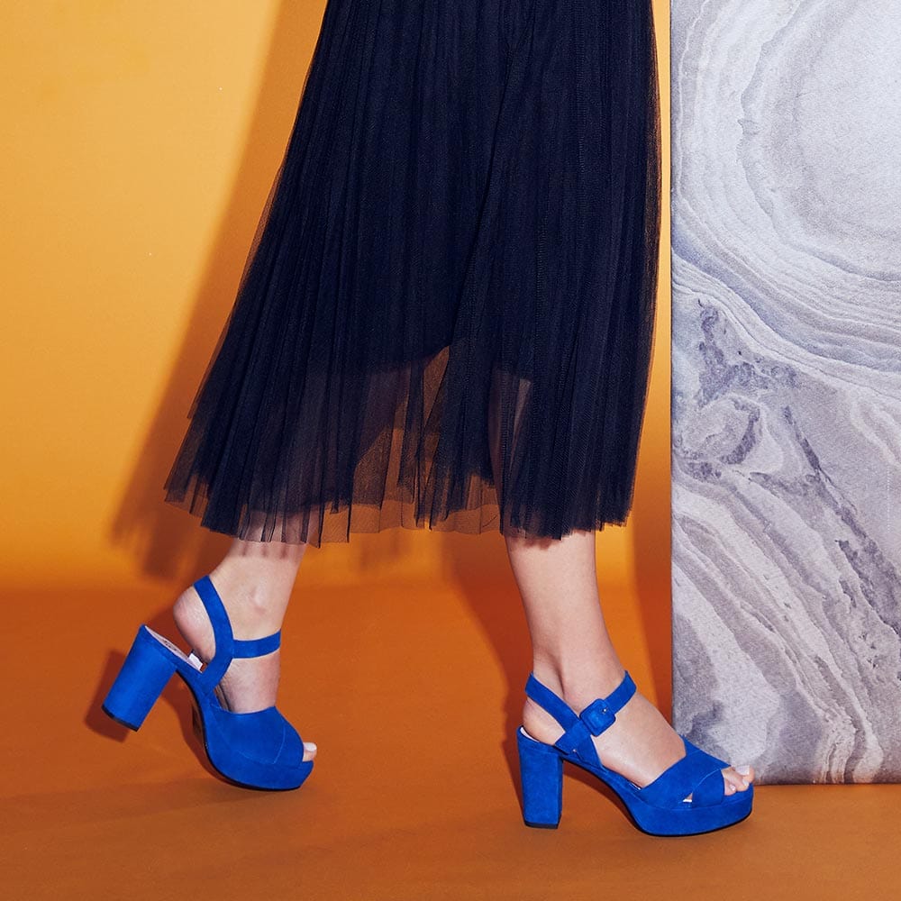 Ruby Cobalt Suede Wide Stylish Platforms for Bunions Sole Bliss USA