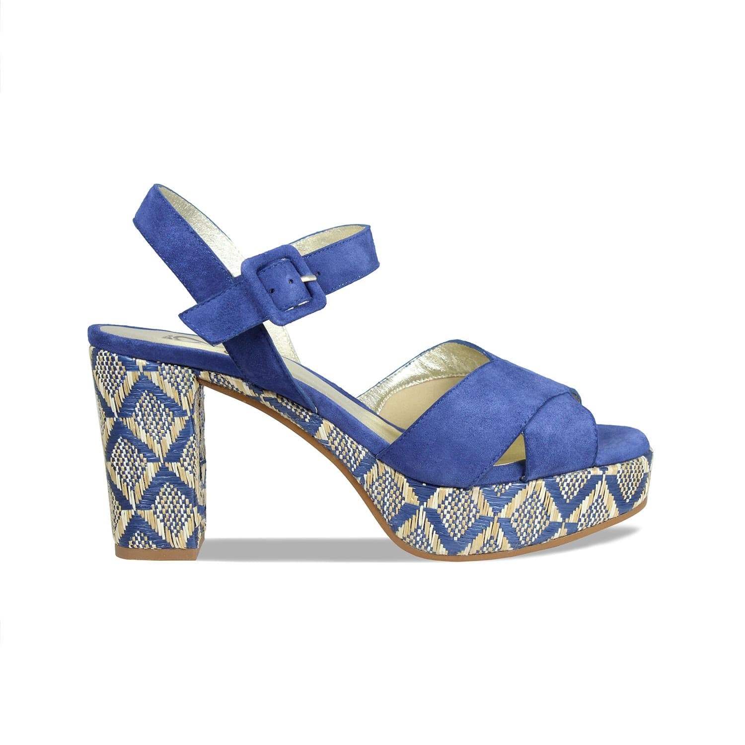 Shoes Ruby: Denim Suede & Raffia Sole Bliss USA