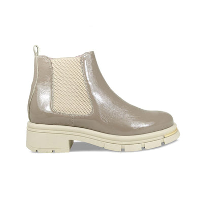 Boots Runway: Taupe Patent Leather Sole Bliss USA