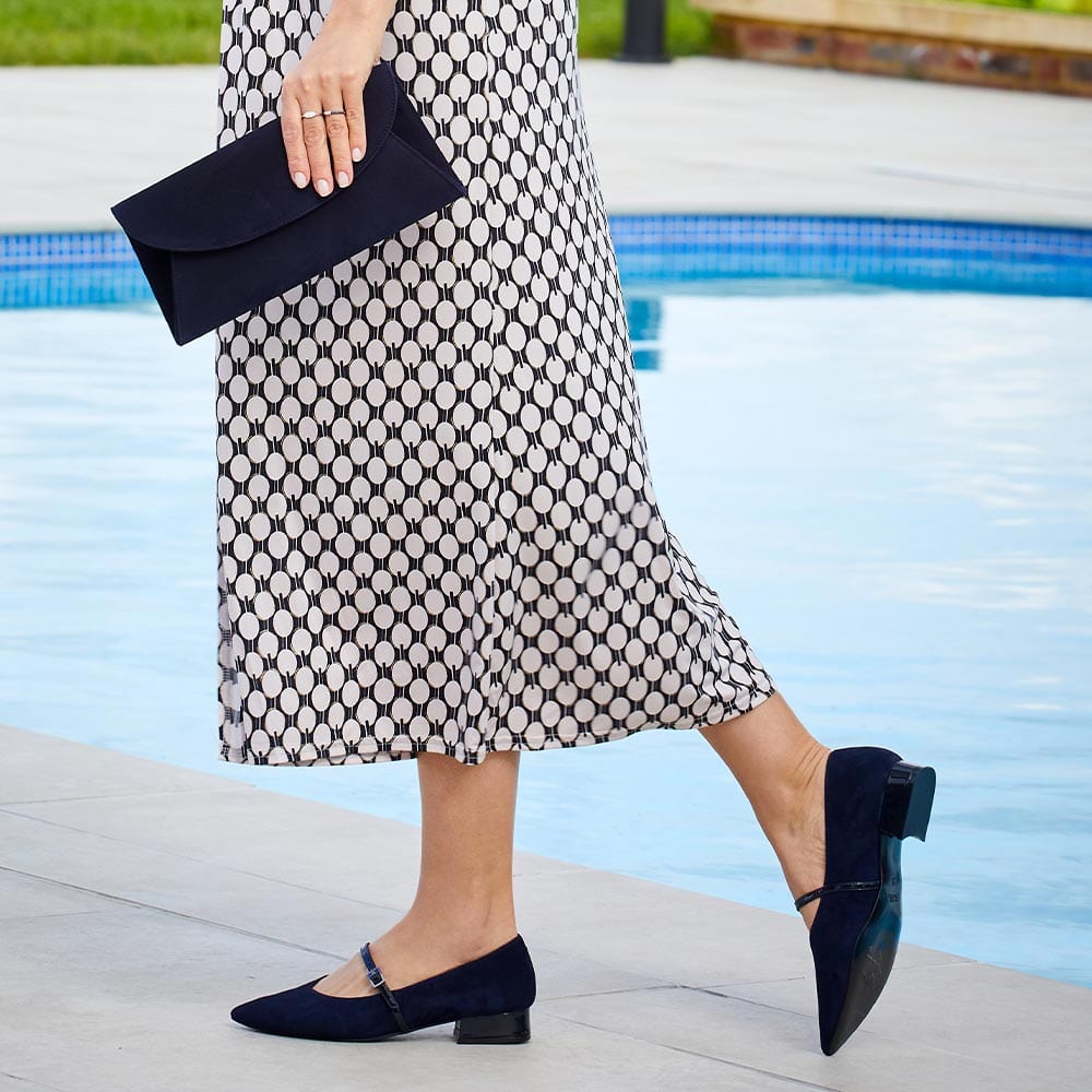 Shoes Savannah: Navy Suede & Patent Sole Bliss USA