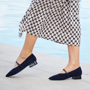 Shoes Savannah: Navy Suede & Patent Sole Bliss USA