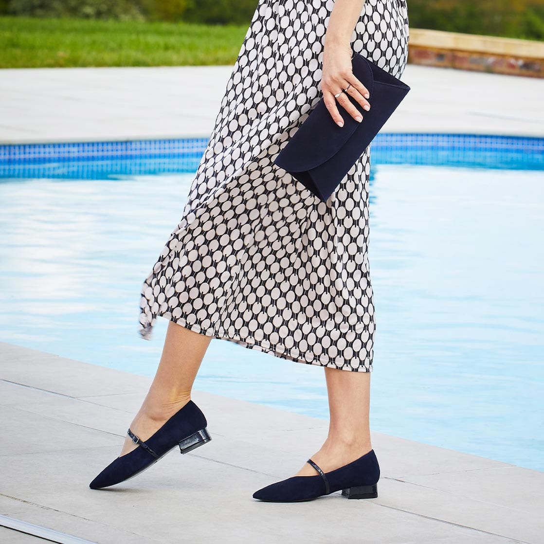 Shoes Savannah: Navy Suede & Patent Sole Bliss USA