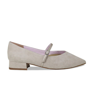 Shoes Savannah: Pale Taupe Suede & Patent Sole Bliss USA