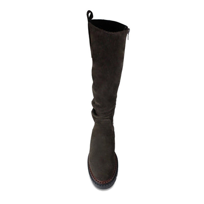 Boots Sloane: Chocolate Brown Suede Sole Bliss USA