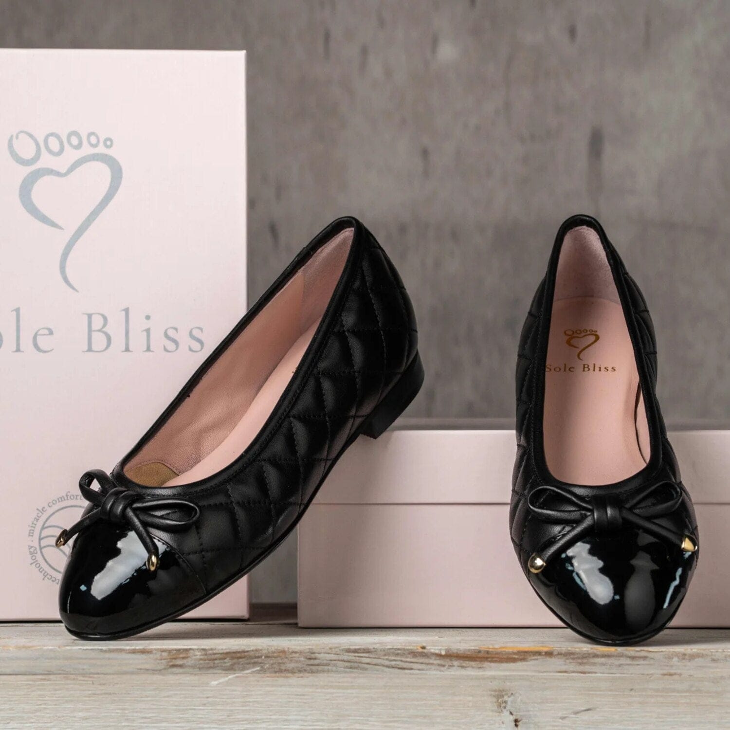 Shoes Royal: Black Quilted Leather & Patent Sole Bliss USA