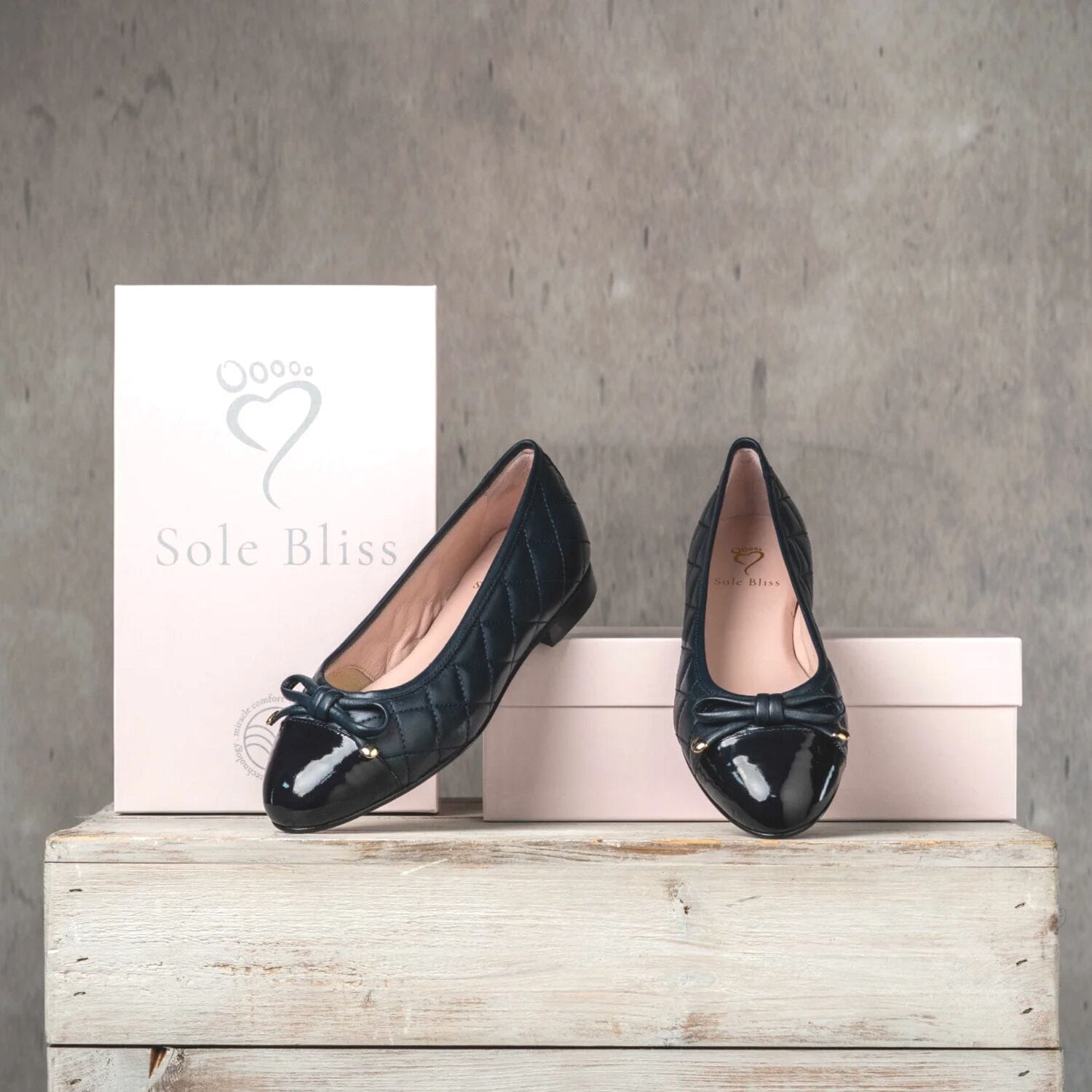 Shoes Royal: Navy Quilted Leather & Patent Sole Bliss USA