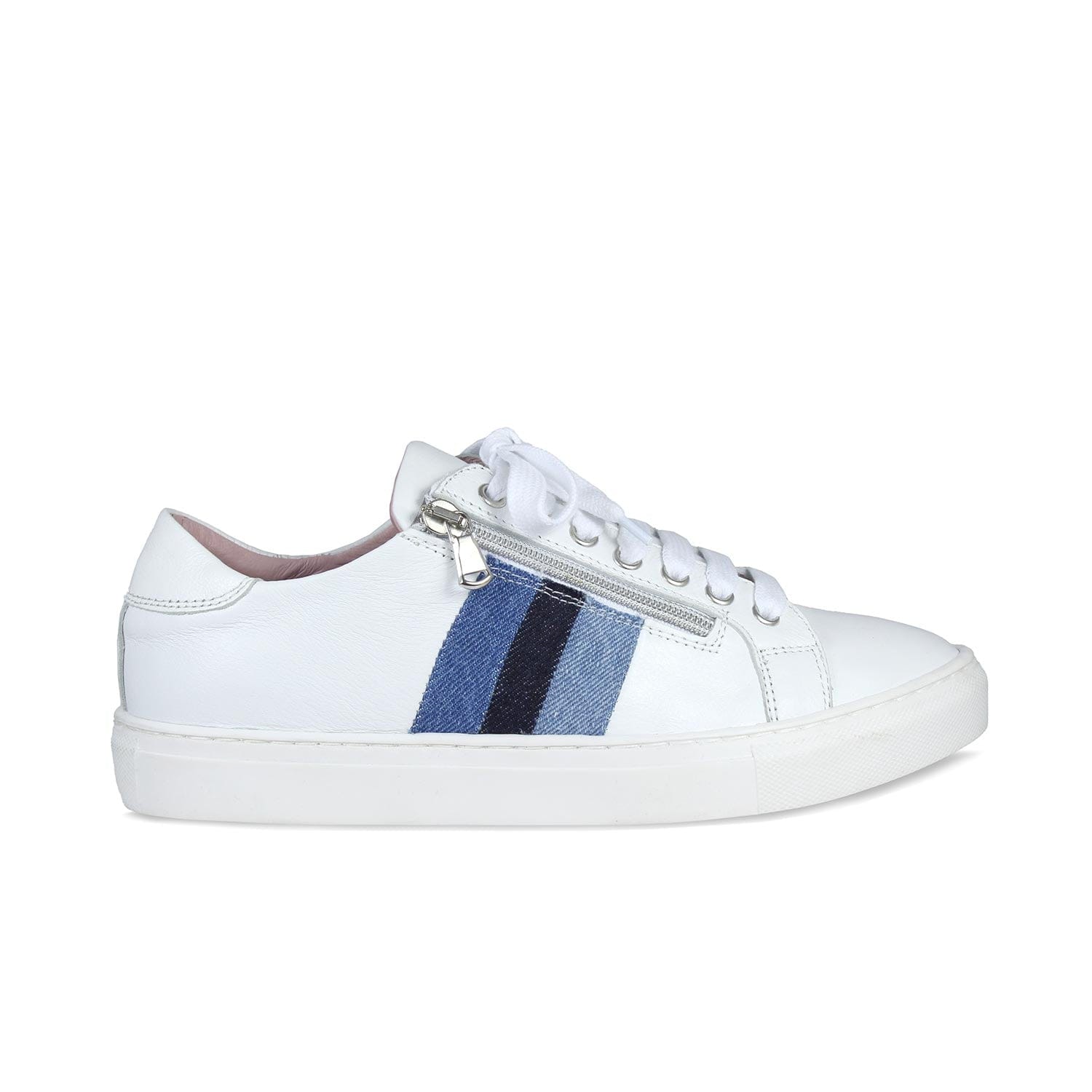 Shoes Sprint: White Leather & Multi Denim Sole Bliss USA