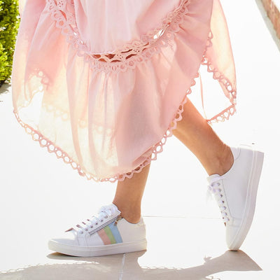 Shoes Sprint: White Leather & Multi Pastel Sole Bliss USA
