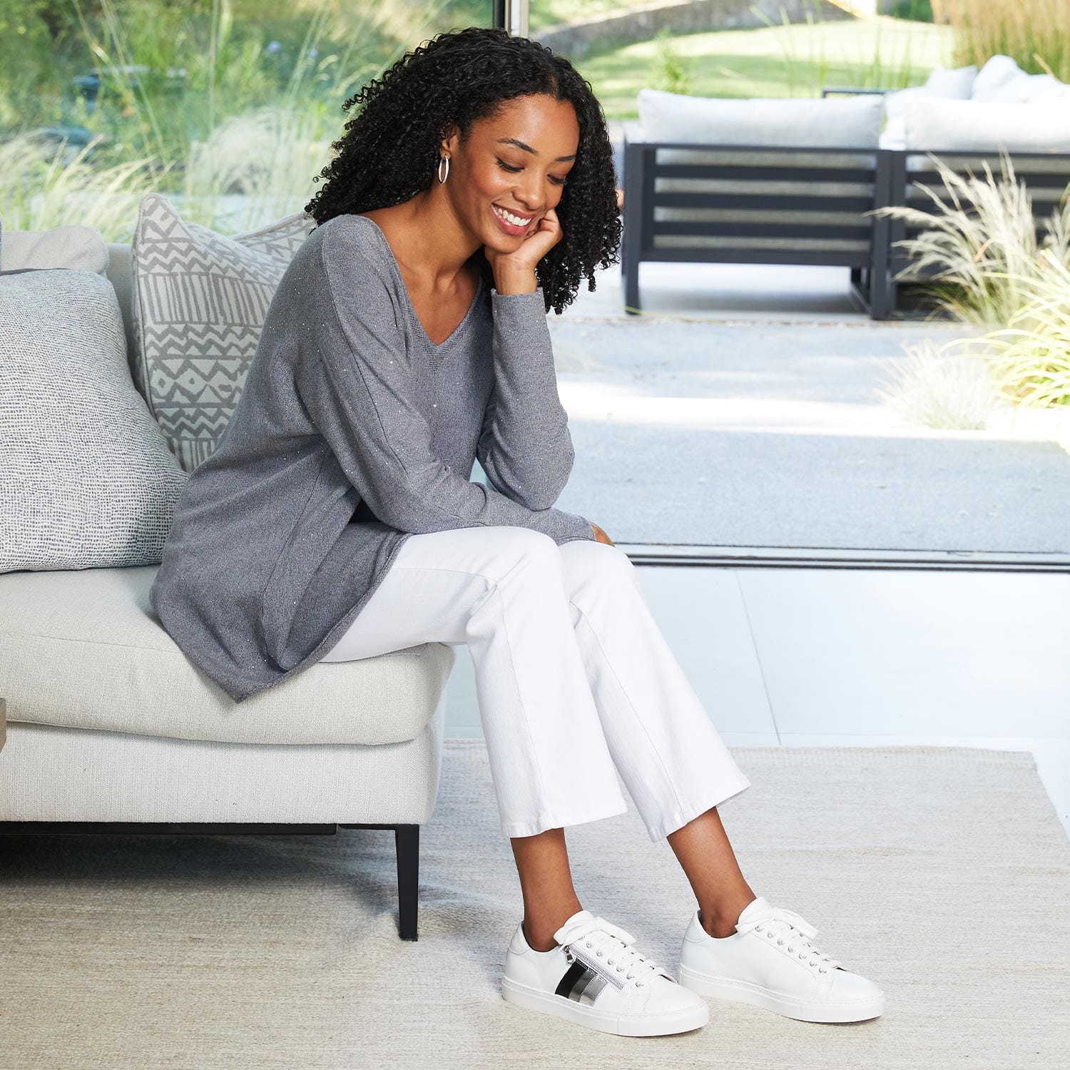 Shoes Sprint: White Leather & Metallic Sole Bliss USA