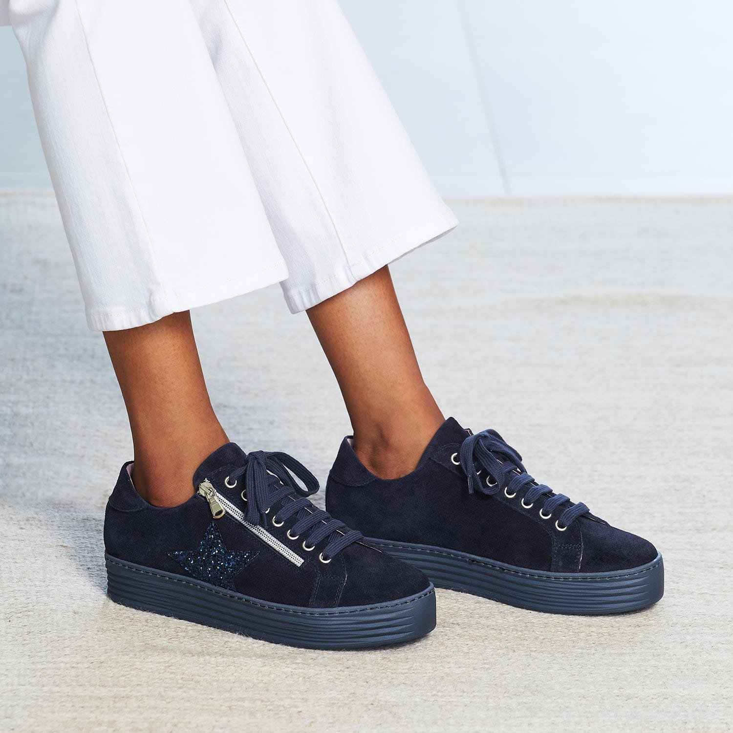 Shoes Star: Navy Suede & Glitter Sole Bliss USA