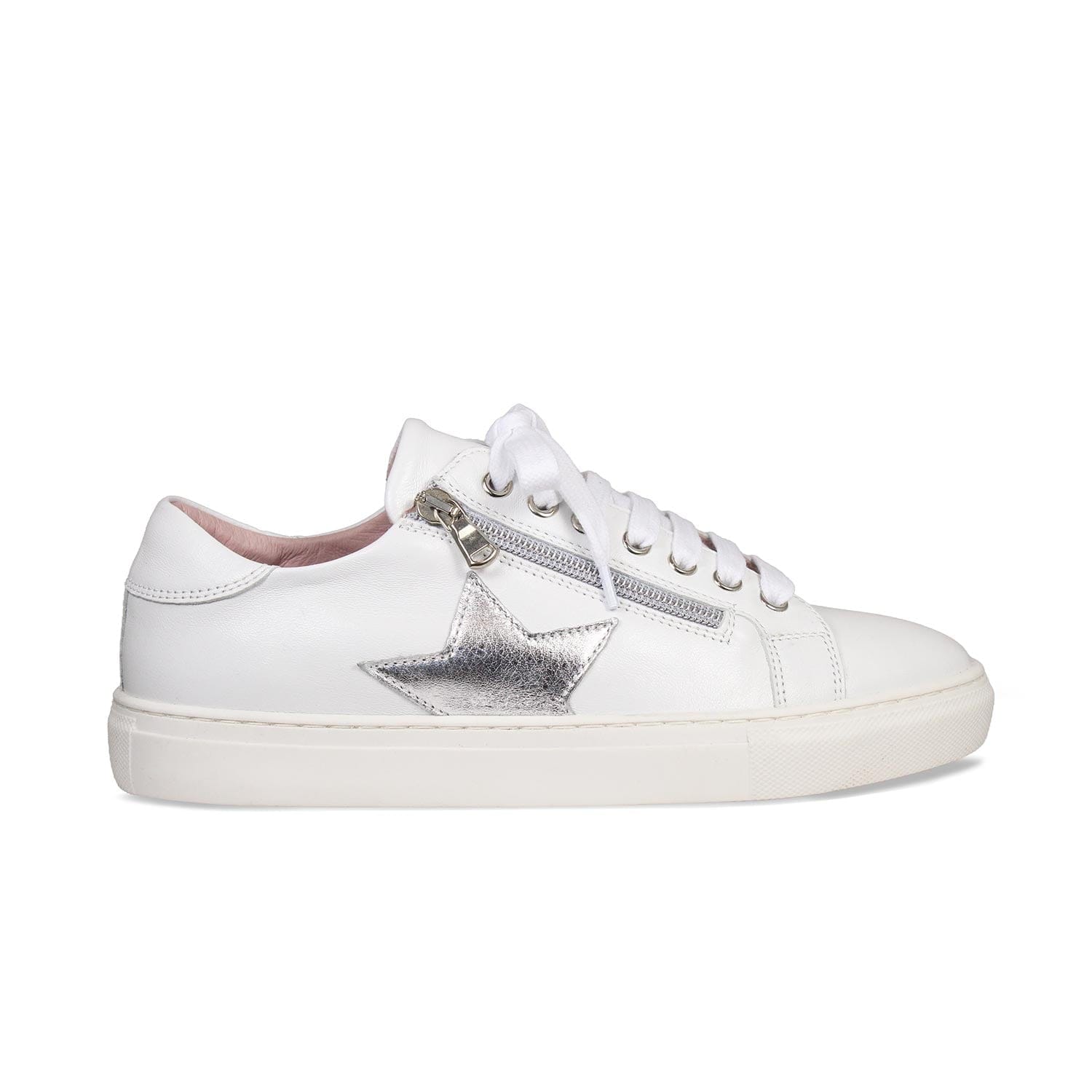 Shoes Starlight: White Leather & Silver Sole Bliss USA