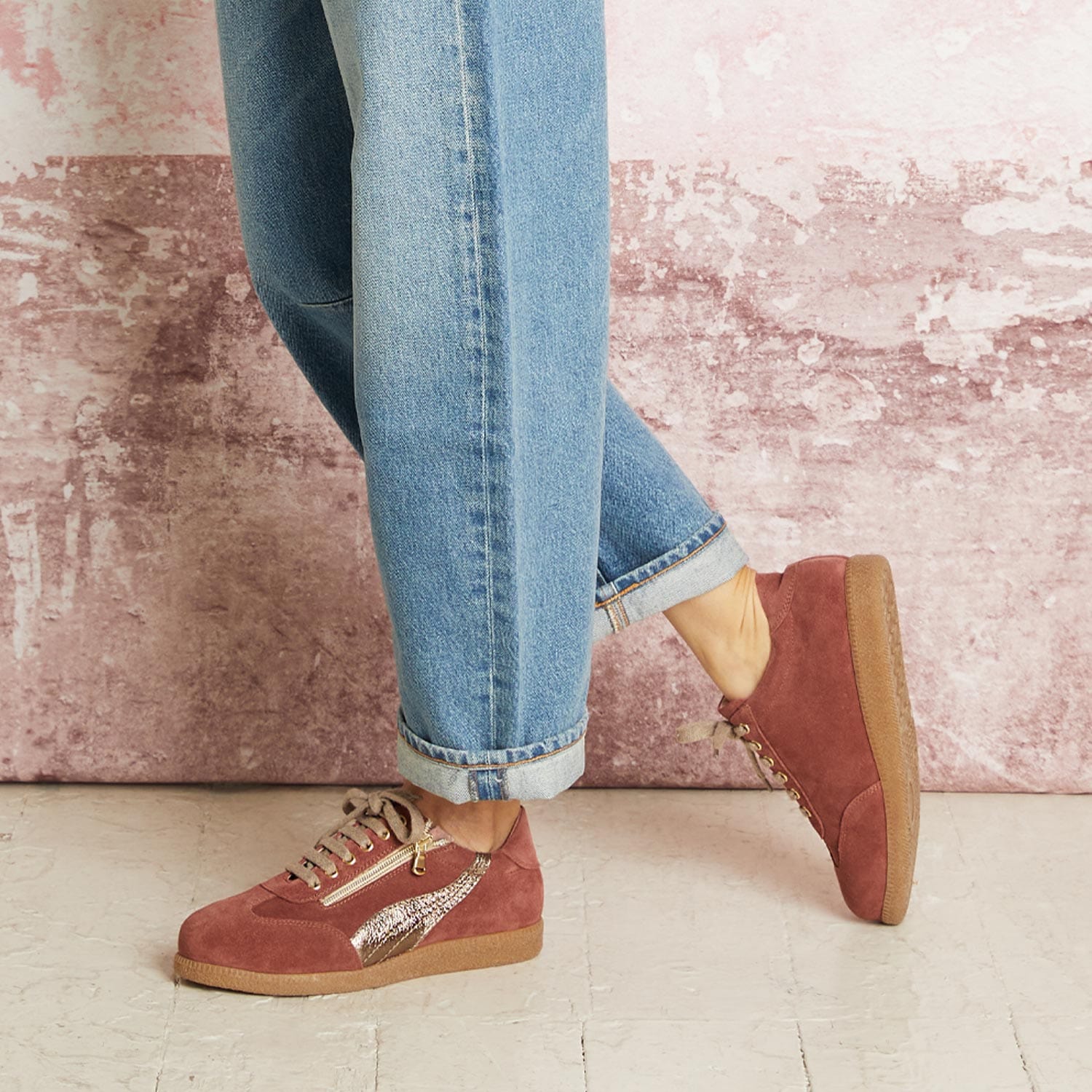 Shoes Swirl: Rose Suede Sole Bliss USA