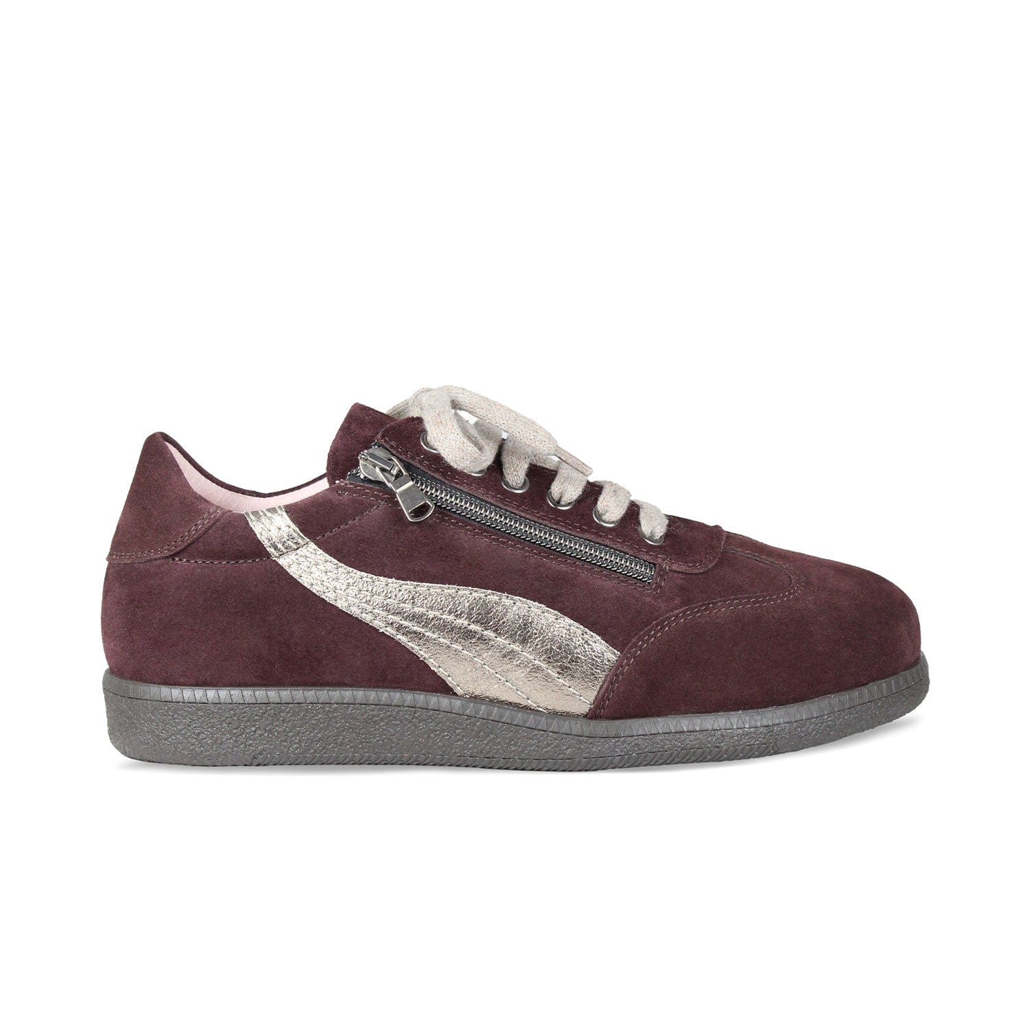 Shoes Swirl: Plum Suede Sole Bliss USA