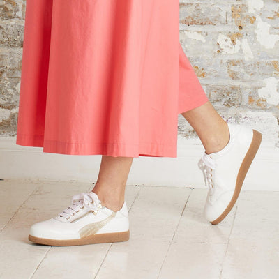Shoes Swirl: White Leather & Gold Sole Bliss USA