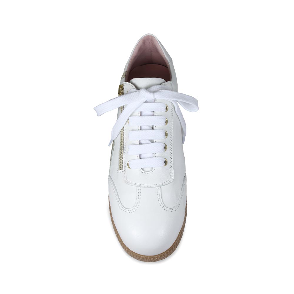 Shoes Swirl: White Leather & Gold Sole Bliss USA