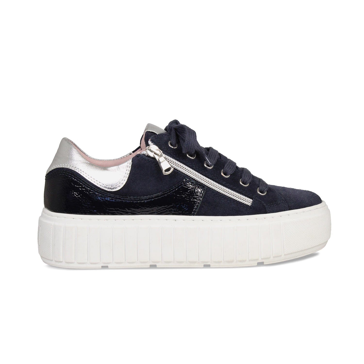 Shoes Tempo: Navy Suede, Patent & Silver Sole Bliss USA