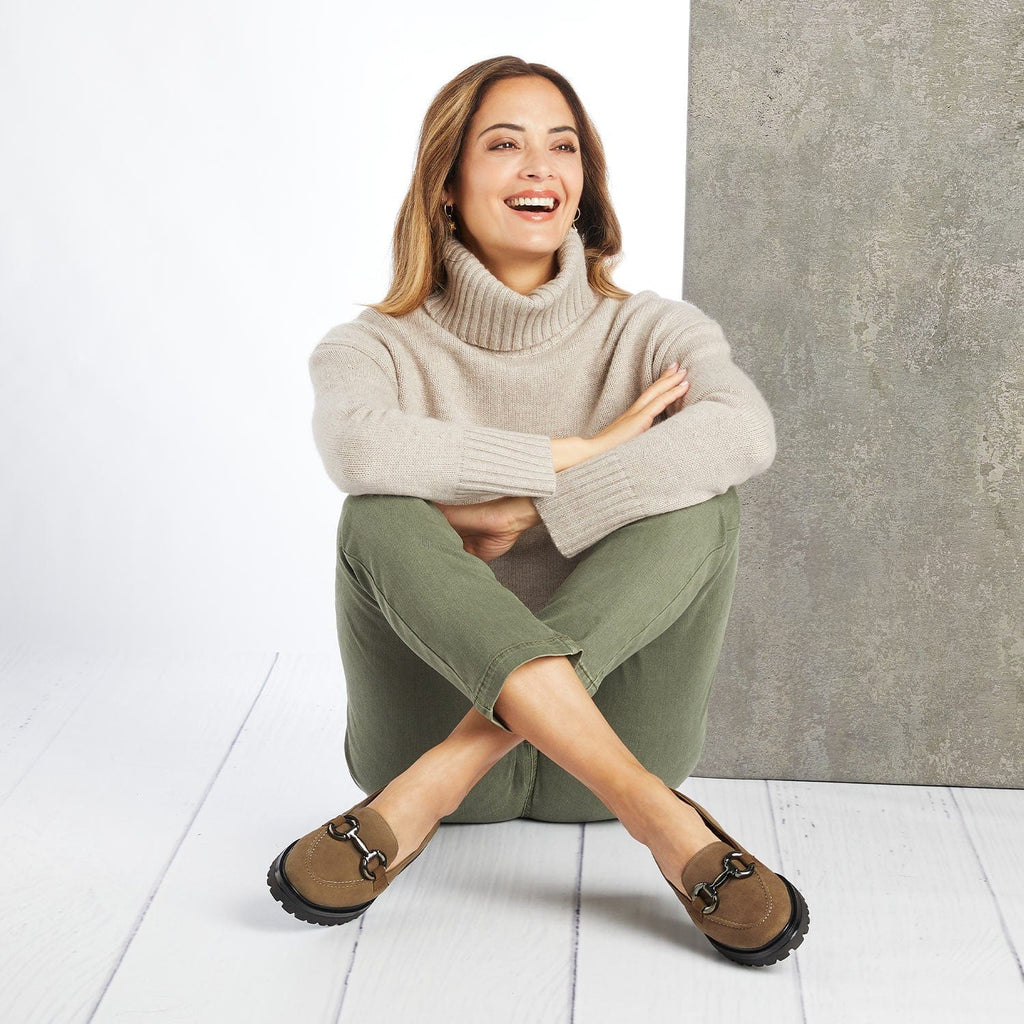 Treasure: Olive Suede - Women's Loafers For Wide Feet | Sole Bliss