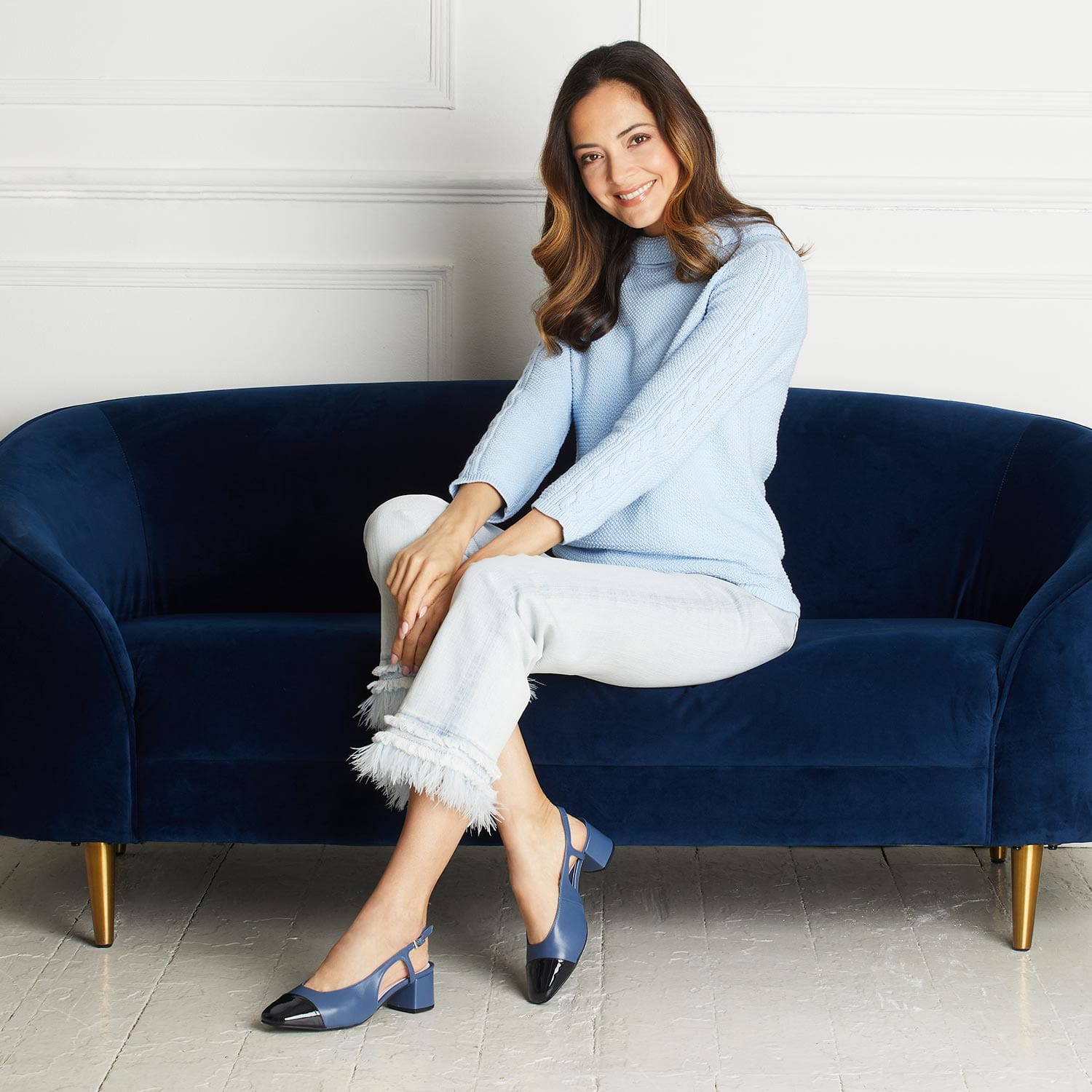 Shoes Venus: Denim Leather & Navy Patent Sole Bliss USA