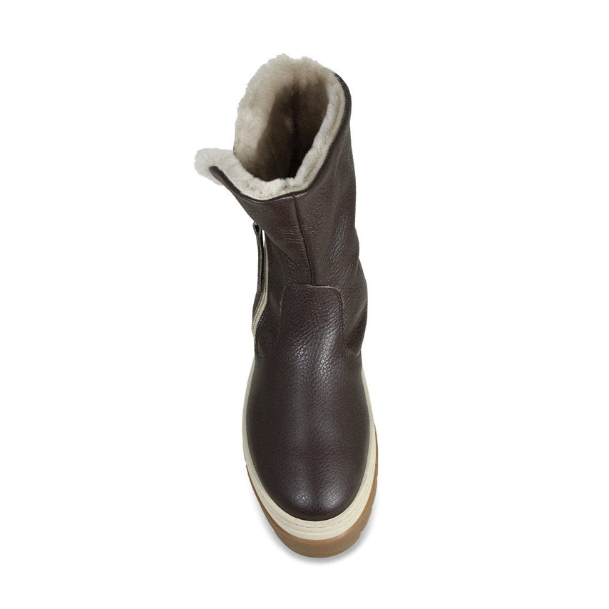 Wonder: Chocolate Brown Leather & Shearling Boots Sole Bliss